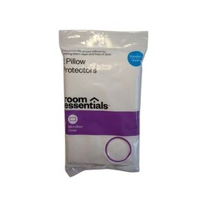 NWT Room Essentials Pillow Protectors with Microfiber Cover Standard Queen 2 P